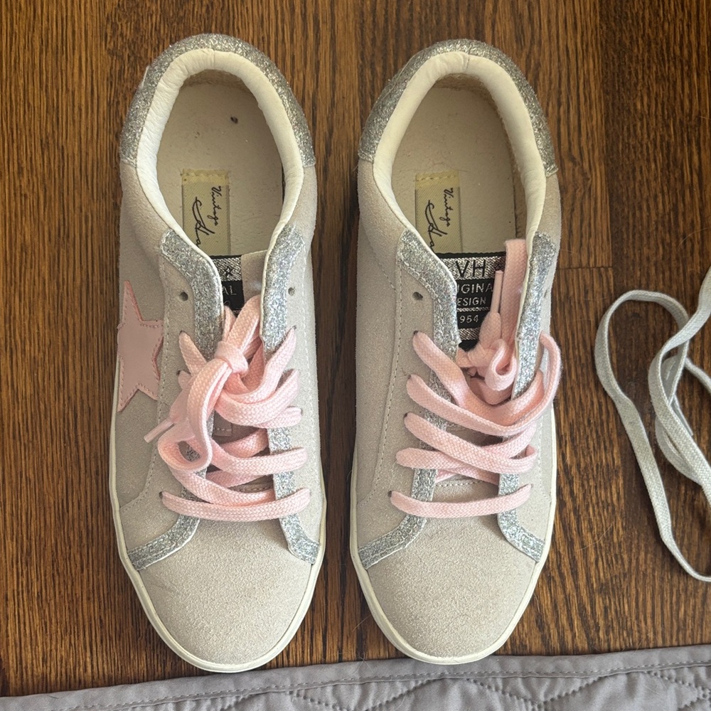 Steve Madden Pink and Silver Kids Sneakers
